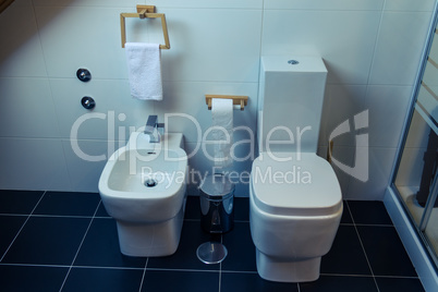 Toilet and Bidet in a Modern Bathroom