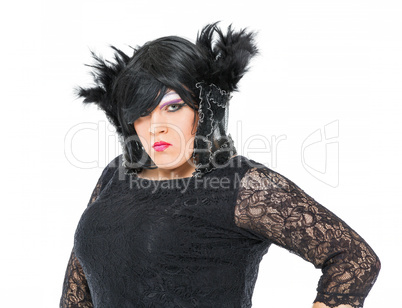 Actor Drag Queen Dressed as Woman Showing Emotions