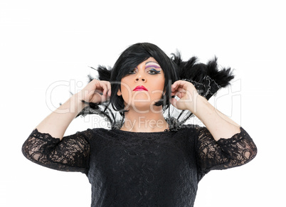 Actor Drag Queen Dressed as Woman Showing Emotions