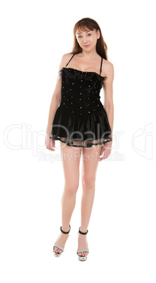 Seductive Woman in a Very Short Black Dress