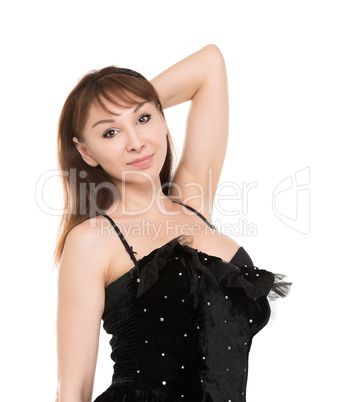 Seductive Woman in a Very Short Black Dress