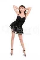 Seductive Woman in a Very Short Black Dress