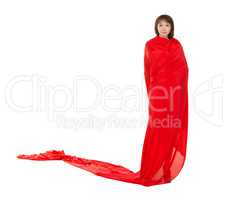 Beautiful Woman in Red Long Dress