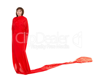 Beautiful Woman in Red Long Dress