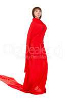 Beautiful Woman in Red Long Dress