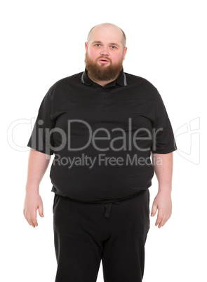 Bearded Fat Man in a Black Shirt