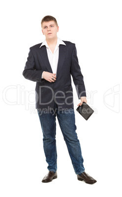 Full Length Portrait Confident Young Businessman with a Modern T Full Length Portrait Confident Young Businessman with a Modern T
