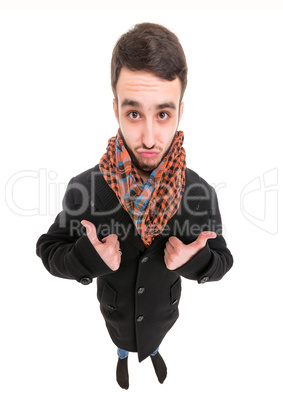 Young Man in Black Dress Show Thumbs Up