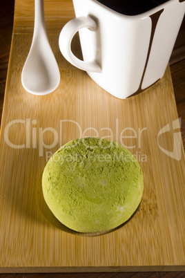 Traditional Japanese mochi with flavor of green tea