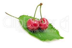 cherries on leaf