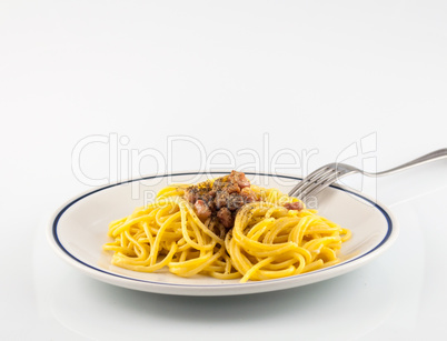 spaghetti with a bacon, egg and cheese sauce
