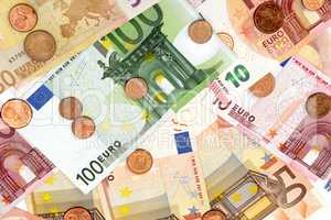 Background of the euro banknotes and coins