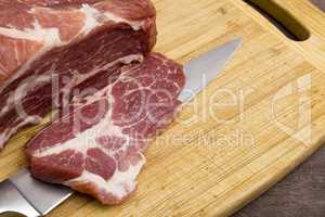 Sliced raw meat pork