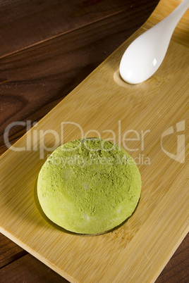 Traditional Japanese mochi with flavor of green tea