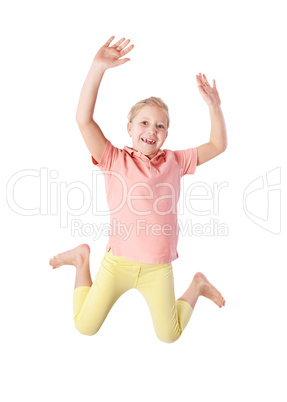 young girl jumping