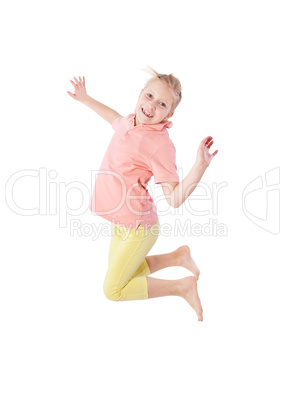 young girl jumping