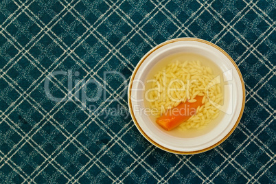 Matzah balls in a bowl of soup