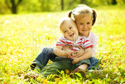 Cute children are playing in park