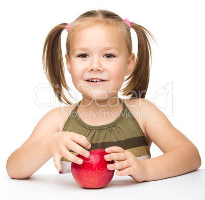 Little girl with red apple Little girl with red apple