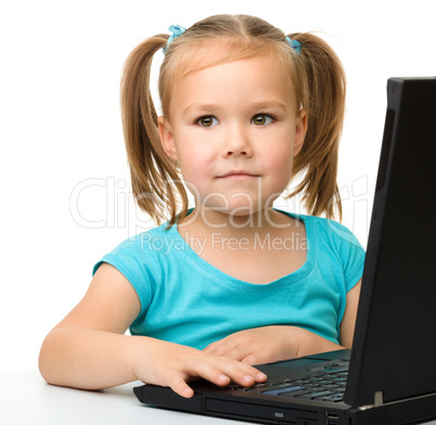 Little girl with laptop