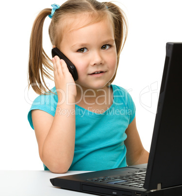 Little girl with laptop