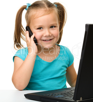 Little girl with laptop