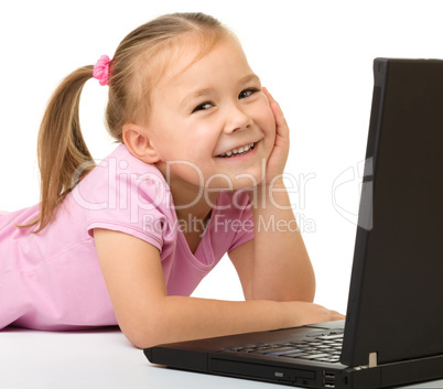 Little girl with laptop