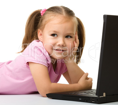 Little girl with laptop