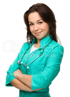 Young attractive woman wearing a doctor uniform