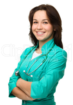 Young attractive woman wearing a doctor uniform