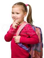Portrait of a cute schoolgirl with backpack