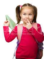 Portrait of a cute schoolgirl with backpack