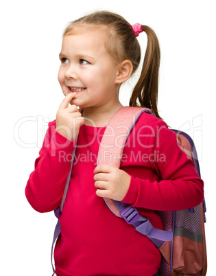 Portrait of a cute schoolgirl with backpack