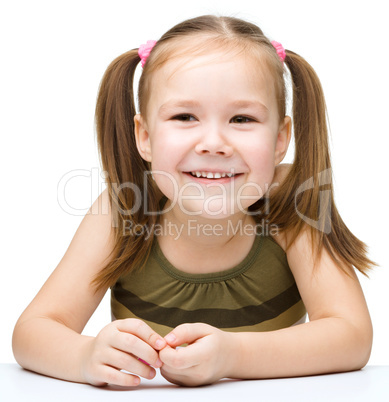 Little girl with red apple