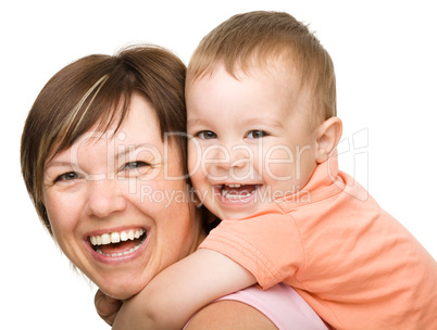 Portrait of happy son with mother