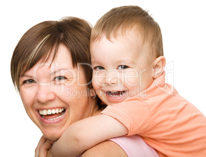 Portrait of happy son with mother