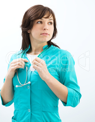 Portrait of a woman wearing doctor uniform