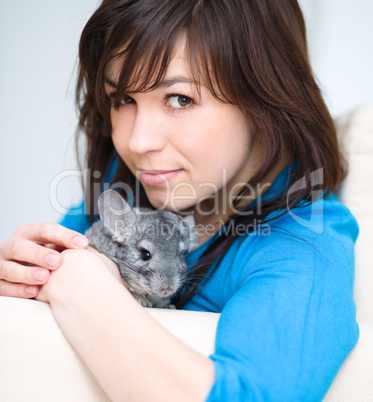 Woman with chinchilla