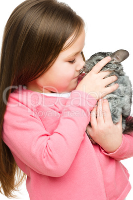 Little girl with chinchilla