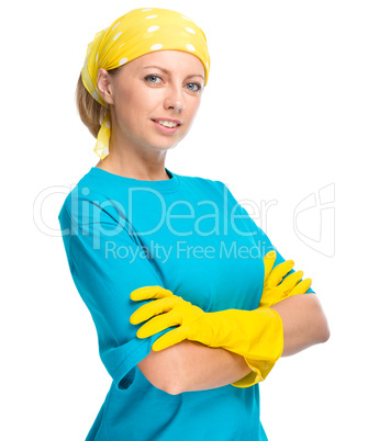 Young woman as a cleaning maid