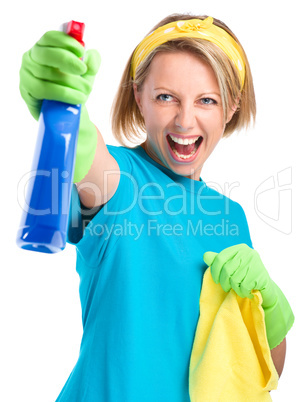 Young woman as a cleaning maid