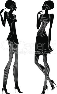 Attractive slender ladies talking