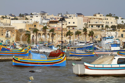 Fishing boats in Marsaxlokk harbor, Malta