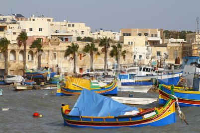 Fishing boats in Marsaxlokk harbor, Malta