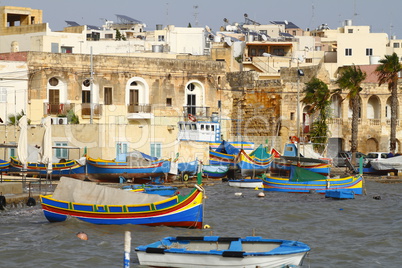 Fishing boats in Marsaxlokk harbor, Malta