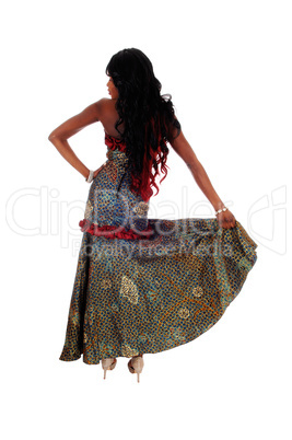 African American woman standing from back.