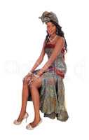 Beautiful African American woman in dress.