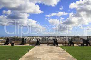 Gun Fire of saluting Lascaris Battery in Valletta, Malta