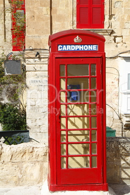 Traditional english red phone booth in Valletta, Malta