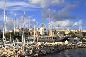 Ship in the Grand Harbour of Valletta in Malta